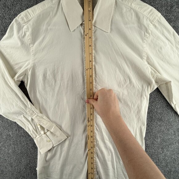 PRADA Size 40 (15.75) Long Sleeve Button Up Men Cotton Stretch Designer Ivory - Picture 3 of 16